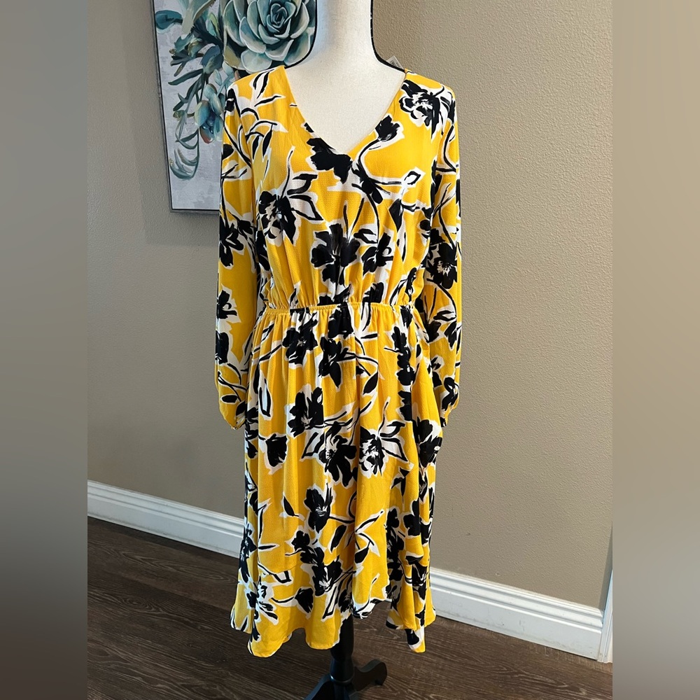 Lane Bryant 3/4-Sleeve Midi Dress With Elastic Waist